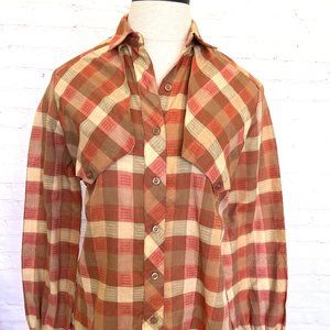 80's Plaid Blouse - Western Style - Size Small - Brand Gil & co.